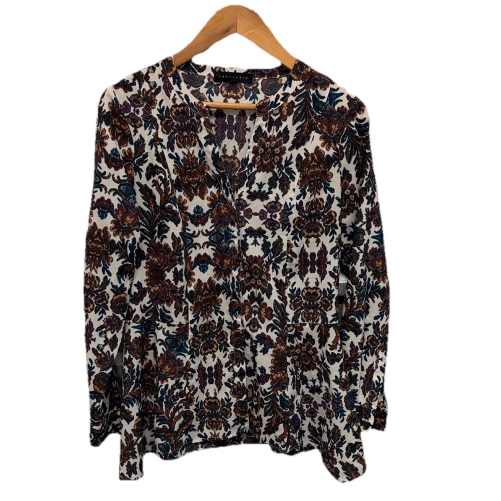 Sanctuary Womens Floral Colorful Abstract Print Blouse Top Size Small‎ Office